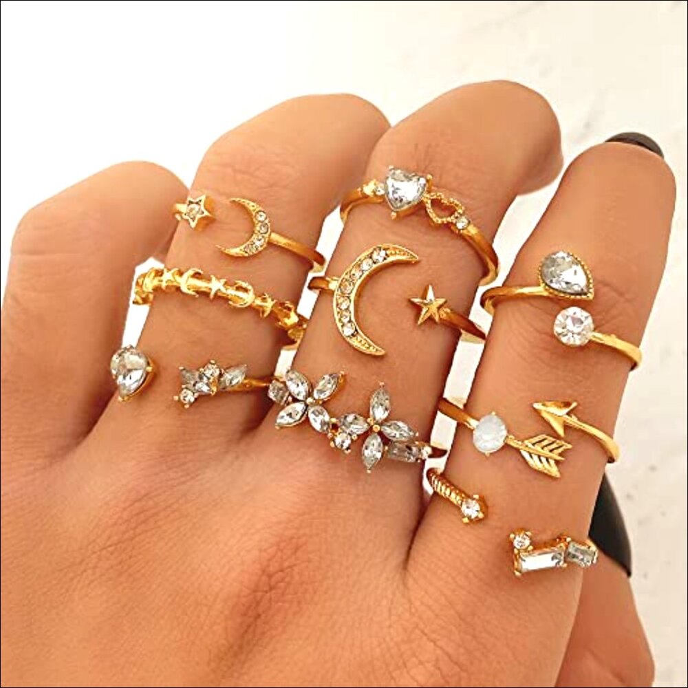 Stackable Moon Star Knuckle Rings Set, 9-Pack Adj… - image 5